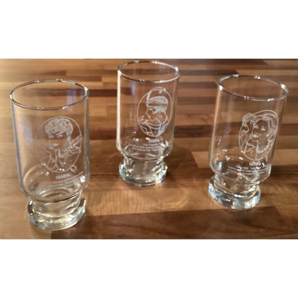 Avon Advertising Tumblers Gibson Girl Flapper Age Fashion Set of 3 Glasses 5.5” - Picture 3 of 9